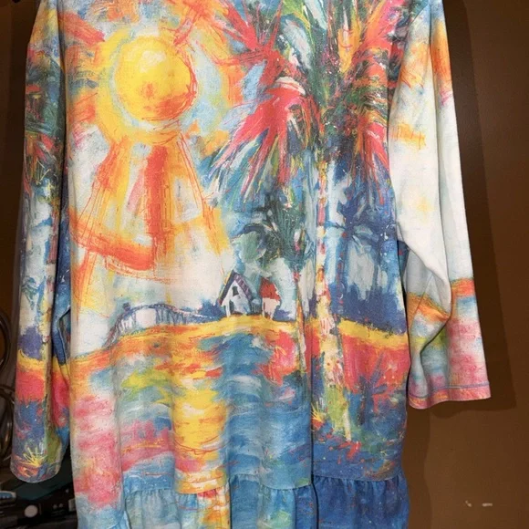 Leoma Lovegrove Tropical Painterly Print Tunic Top in Multicolor Size 3X - Picture 9 of 12